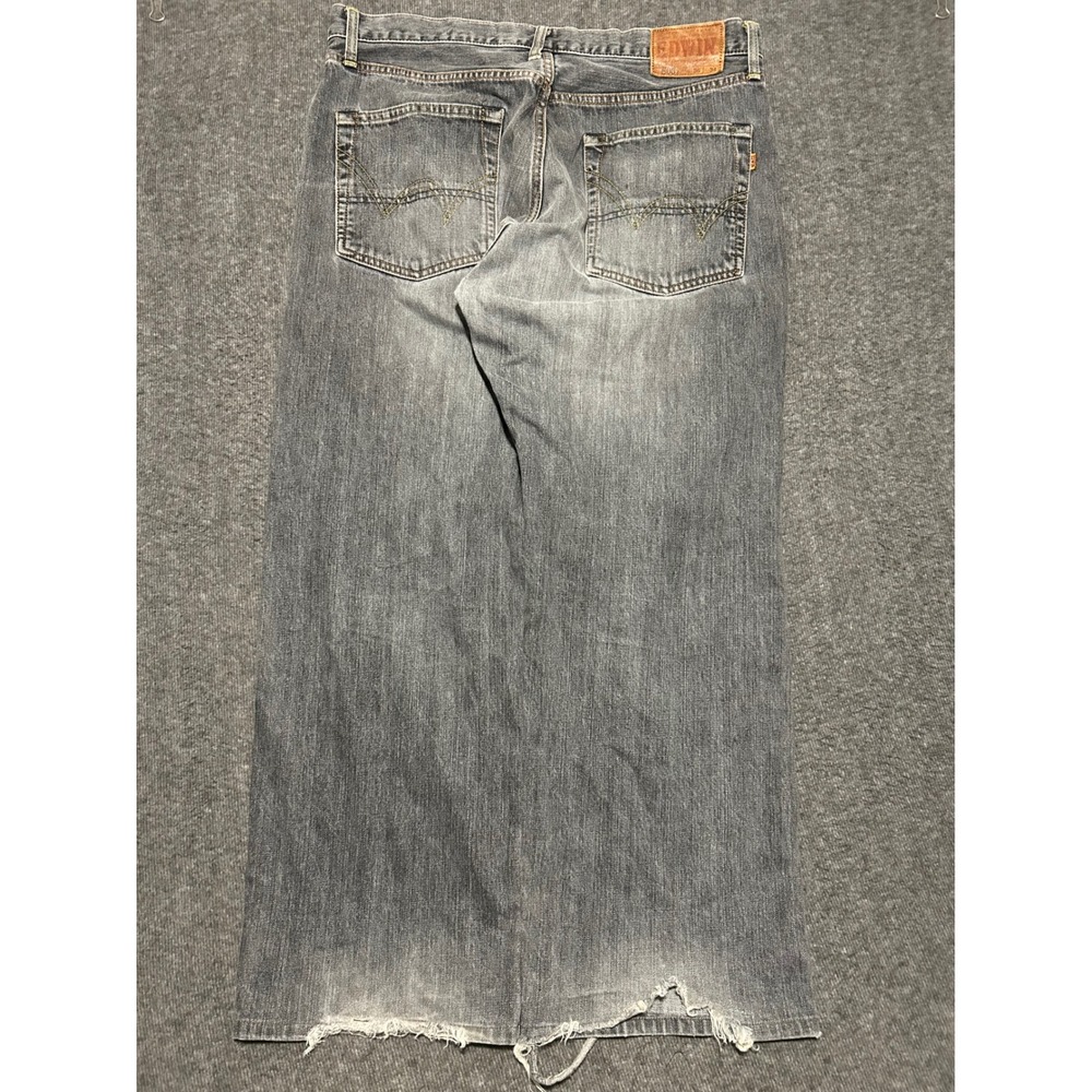 EDWIN selvedge jeans 505z baggy loose japan gray trashed fit 36X28 (tag 36X34